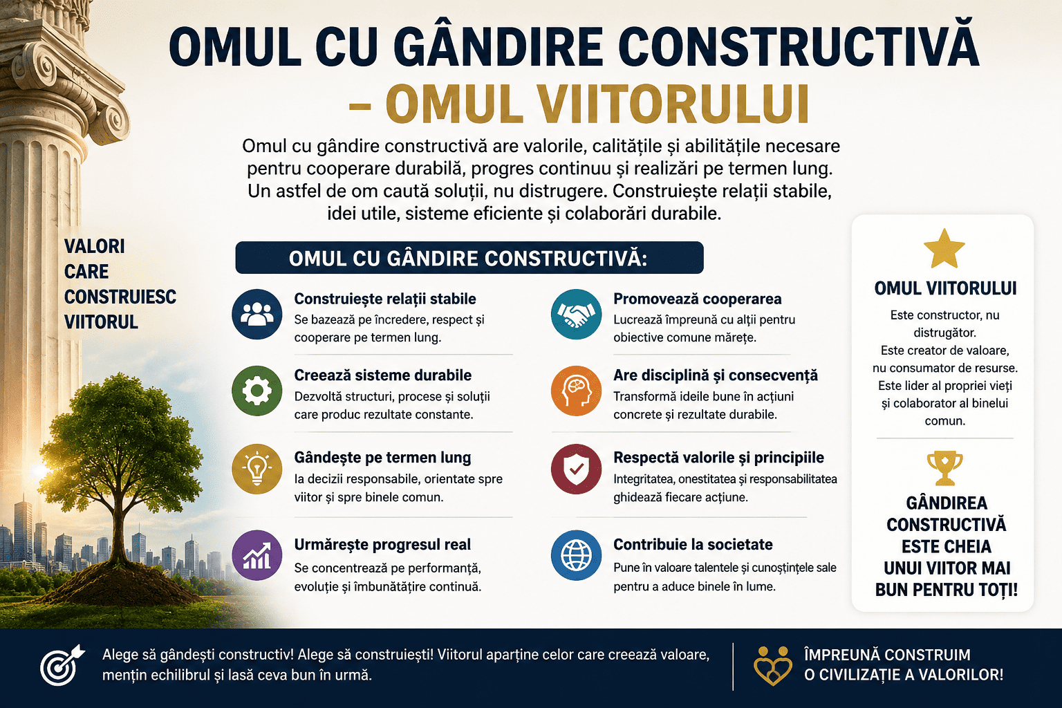Omul cu gândire constructivă și valorile omului viitorului